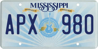 MS license plate APX980