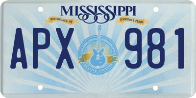MS license plate APX981
