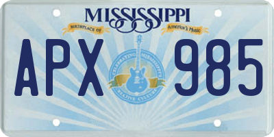 MS license plate APX985