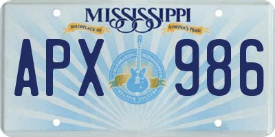 MS license plate APX986