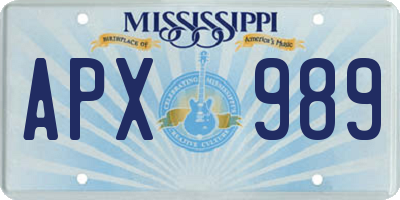 MS license plate APX989