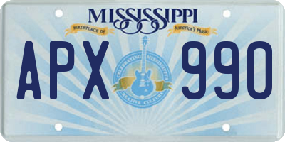 MS license plate APX990