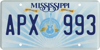 MS license plate APX993