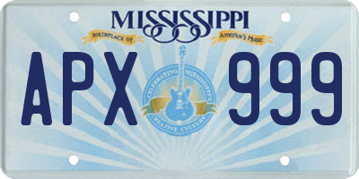 MS license plate APX999