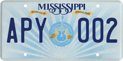 MS license plate APY002