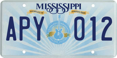 MS license plate APY012
