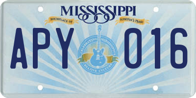 MS license plate APY016