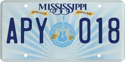 MS license plate APY018