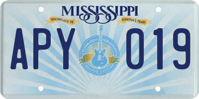 MS license plate APY019