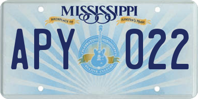 MS license plate APY022