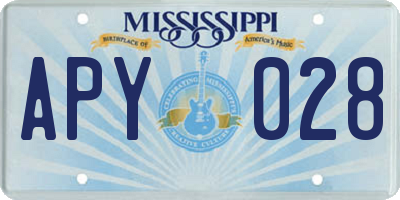 MS license plate APY028