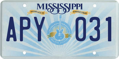 MS license plate APY031