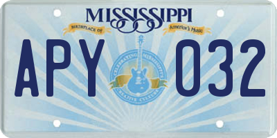 MS license plate APY032
