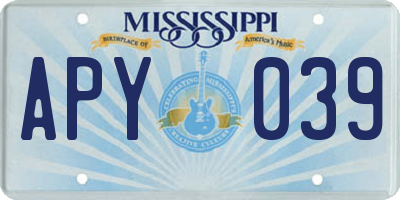 MS license plate APY039