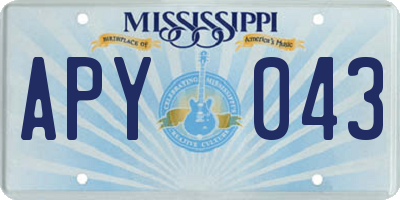 MS license plate APY043
