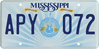 MS license plate APY072