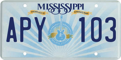 MS license plate APY103