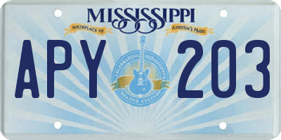 MS license plate APY203