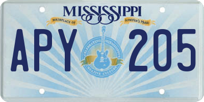 MS license plate APY205