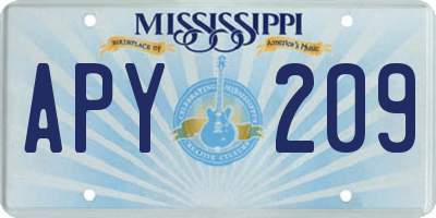MS license plate APY209