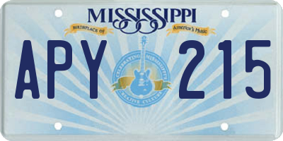 MS license plate APY215