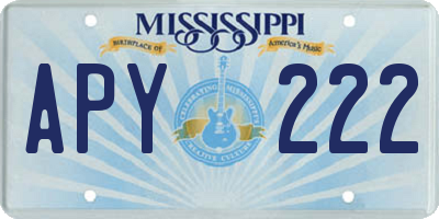 MS license plate APY222