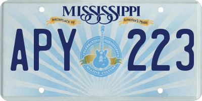 MS license plate APY223