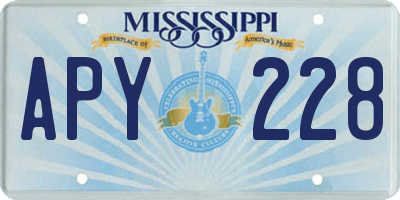 MS license plate APY228
