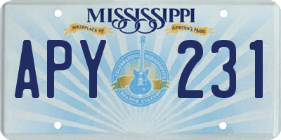 MS license plate APY231