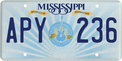 MS license plate APY236