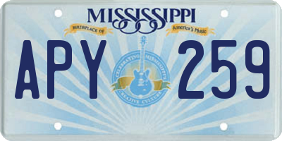 MS license plate APY259