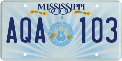MS license plate AQA103