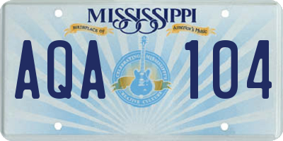 MS license plate AQA104
