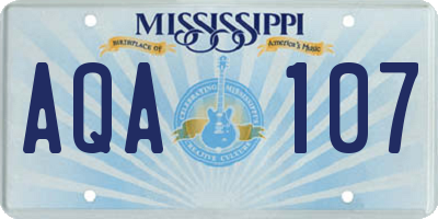 MS license plate AQA107