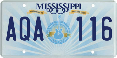 MS license plate AQA116