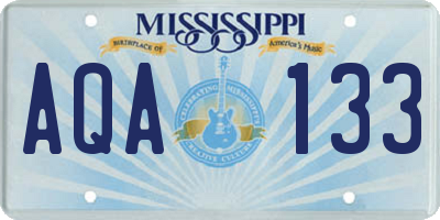 MS license plate AQA133