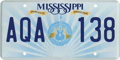 MS license plate AQA138