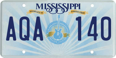MS license plate AQA140