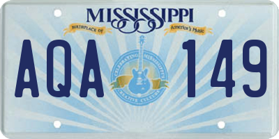 MS license plate AQA149