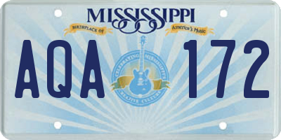 MS license plate AQA172