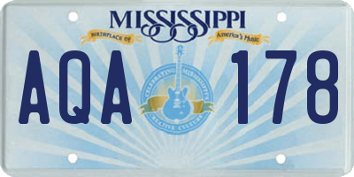 MS license plate AQA178
