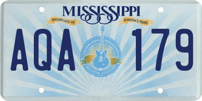 MS license plate AQA179