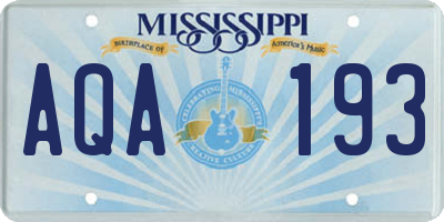 MS license plate AQA193
