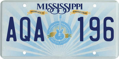 MS license plate AQA196