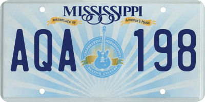 MS license plate AQA198