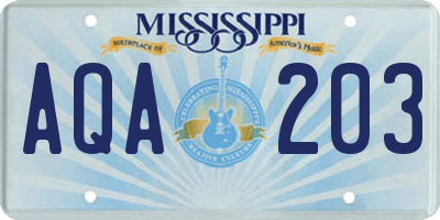 MS license plate AQA203