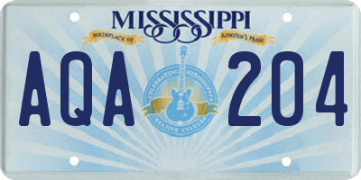MS license plate AQA204
