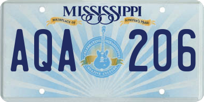 MS license plate AQA206