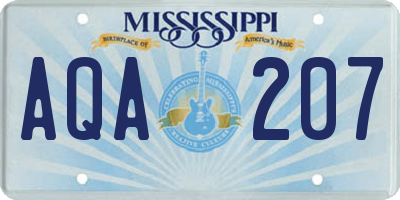 MS license plate AQA207