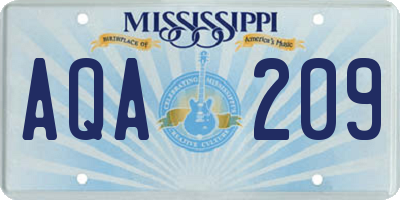 MS license plate AQA209